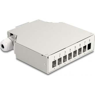 Delock Száloptikai elosztó doboz DIN sínhez 8 porttal szürke színben