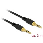 Delock Jack stereo 3,5mm (3pin) -> Jack stereo 3,5mm (3pin) M/M audio kábel 3m fekete