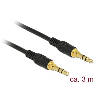 Delock Jack stereo 3,5mm (3pin) -> Jack stereo 3,5mm (3pin) M/M audio kábel 3m fekete
