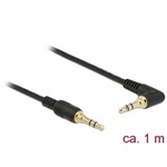 Delock Jack stereo 3,5mm (3pin) -> Jack stereo 3,5mm (3pin) M/M audio kábel 1m fekete egyenes/90°