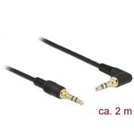 Delock Jack stereo 3,5mm (3pin) -> Jack stereo 3,5mm (3pin) M/M audio kábel 2m fekete egyenes/90°