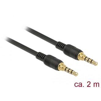 Delock Jack stereo 3,5mm (4pin) -> Jack stereo 3,5mm (4pin) M/M audio kábel 2m fekete