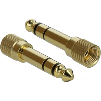 Delock Jack stereo 3,5mm (3pin) -> Jack stereo 3,5mm (3pin) M/F audio kábel hosszabbító 1m fekete 6,35mm-es adapterrel