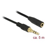 Delock Jack stereo 3,5mm (3pin) -> Jack stereo 3,5mm (3pin) M/F audio kábel hosszabbító 5m fekete