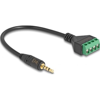 Delock Jack stereo 3,5mm (4pin) -> Terminal block 4pin M/F audio kábel 0.2m fekete