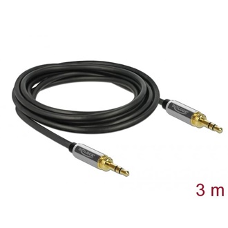Delock Jack stereo 3,5mm (3pin) -> Jack stereo 3,5mm (3pin) M/M audio kábel 3m fekete 6,35mm-es adapterrel