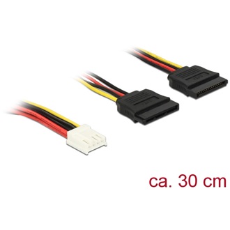 Delock Floppy Power -> 2db SATA Power 15pin F/F tápkábel 0.3m