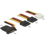 Delock SATA Power 15pin -> 3db SATA Power 15pin Molex Power 4pin M/F tápkábel 0.2m