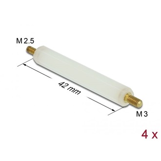 Delock Távtartó M2.5 - M3, hatszögletű, külső menetes / külső menetes, 42 mm-es természetes színű, 4