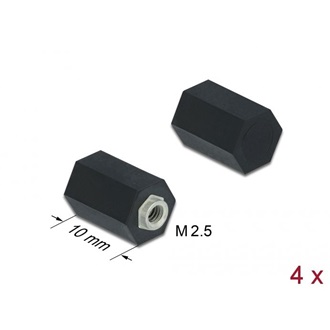 Delock Távtartó M2.5, hatszögletes, belső menetes, 10 mm fekete 4 db.