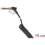Delock Tekercselt kábel 3,5 mm 3 tűs sztereo jack apa   sztereo jack apa hajlított csavaros adapterrel 6,35 mm-hez. 75 c