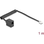Delock Telefon csavart kábel RJ11 apa - RJ11 anya fekete színű 1 m