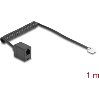 Delock Telefon csavart kábel RJ11 apa - RJ11 anya fekete színű 1 m