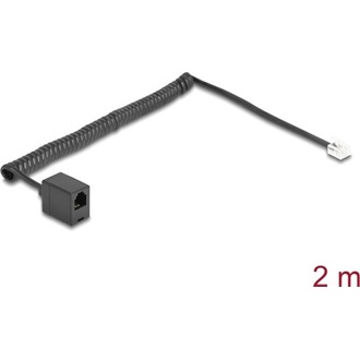 Delock Telefon csavart kábel RJ11 apa - RJ11 anya fekete színű 2 m