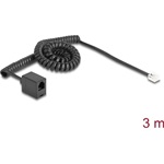 Delock Telefon csavart kábel RJ11 apa - RJ11 anya fekete színű 3 m
