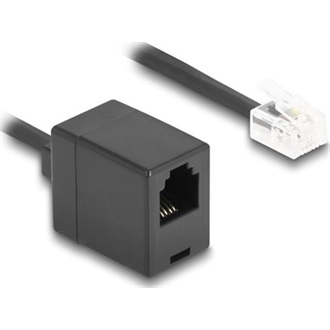 Delock Telefon csavart kábel RJ11 apa - RJ11 anya fekete színű 3 m