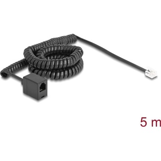 Delock Telefon csavart kábel RJ11 apa - RJ11 anya fekete színű 5 m