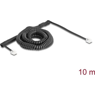 Delock Telefon csavart kábel RJ11 apa - RJ11 apa fekete színű 10 m