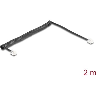 Delock Telefon csavart kábel RJ11 apa - RJ11 apa fekete színű 2 m