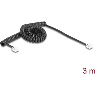 Delock Telefon csavart kábel RJ11 apa - RJ11 apa fekete színű 3 m