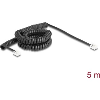 Delock Telefon csavart kábel RJ11 apa - RJ11 apa fekete színű 5 m