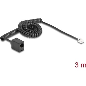 Delock Telefon csavart kábel RJ11 apa - RJ45 anya fekete színű 3 m