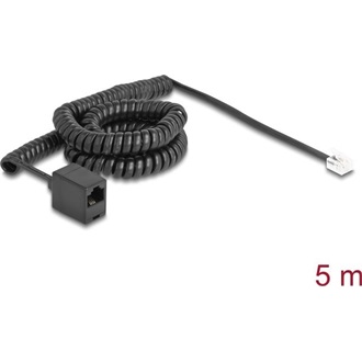 Delock Telefon csavart kábel RJ11 apa - RJ45 anya fekete színű 5 m