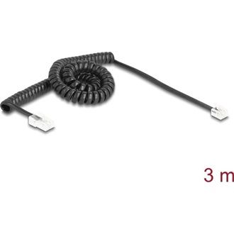 Delock Telefon csavart kábel RJ11 apa - RJ45 apa fekete színű 3 m