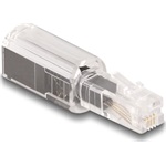 Delock Telefon kábel csavarodás mentes adapterrel RJ10 apa - RJ10 anya áttetsző / fekete