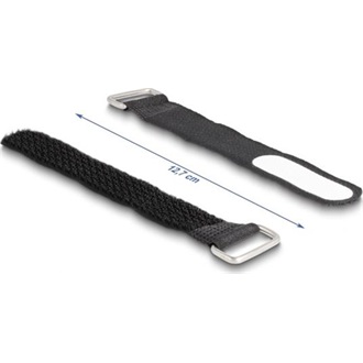 Delock Tépőzáras kábelkötegelő horoggal és feliratozható felülettel Hx 127 mm és Sz 20 mm 5 db. fekete