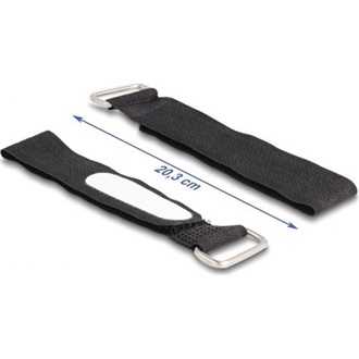 Delock Tépőzáras kábelkötegelő horoggal és feliratozható felülettel Hx 203 mm és Sz 20 mm 5 db. fekete