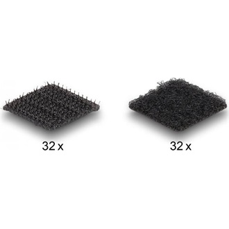 Delock Tépőzáras kocka darabok, öntapadós 64 db.-os fekete