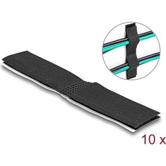 Delock Tépőzáras, öntapadós kábeltartó szett H 110 mm x Sz 20 mm, 10 db-os, fekete