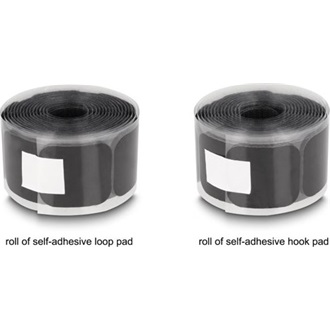 Delock Tépőzáras párna és tekercs öntapadós 45 x 50 mm nagyságú és 3 m hosszú fekete
