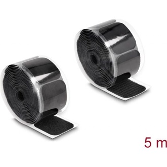 Delock Tépőzáras párna és tekercs öntapadós 45 x 50 mm nagyságú és 5 m hosszú fekete