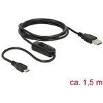 Delock USB-A 2.0 -> USB-B 2.0 micro M/M tápkábel 1.5m fekete kapcsolóval