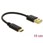 Delock 85354 USB-C -> USB-A 2.0 M/M töltőkábel 0.15m fekete