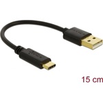 Delock Töltő kábel USB A-típusú - USB Type-C  csatlakozó végekkel 3 A 15 cm