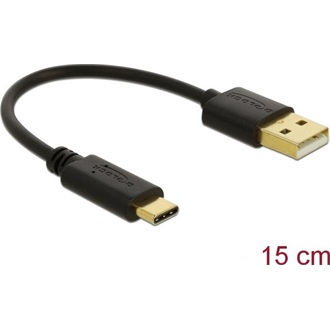 Delock Töltő kábel USB A-típusú - USB Type-C  csatlakozó végekkel 3 A 15 cm