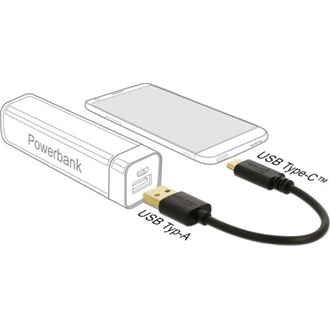 Delock Töltő kábel USB A-típusú - USB Type-C  csatlakozó végekkel 3 A 15 cm