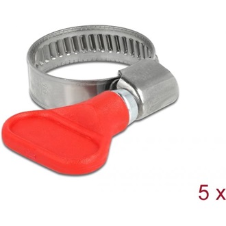 Delock Tömlőbilincs pillangó fogantyúval rozsdamentes acél 400 SS 16 - 25 mm 5 db. piros