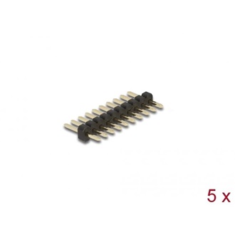 Delock Tűfejléc 10 tűs, 1,27 mm-es osztással, 1 soros, egyenes, 5 db