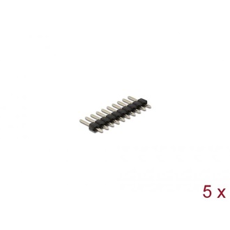 Delock Tűfejléc 10 tűs, 2,54 mm-es osztással, 1 soros, egyenes, 5 db.