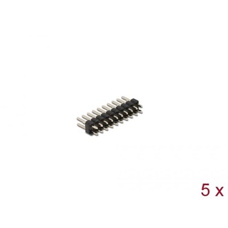 Delock Tűfejléc 10 tűs, 2,54 mm-es osztással, 2 soros, egyenes, 5 db.