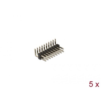 Delock Tűfejléc 10 tűs, 2,54 mm-es osztással, 2 soros, szögletes, 5 db.