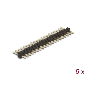 Delock Tűfejléc 20 tűs, 1,27 mm-es osztással, 1 soros, egyenes, 5 db.