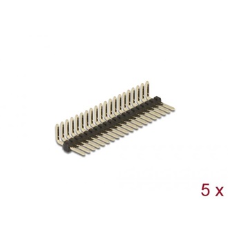 Delock Tűfejléc 20 tűs, 1,27 mm-es osztással, 1 soros, szögletes, 5 db.