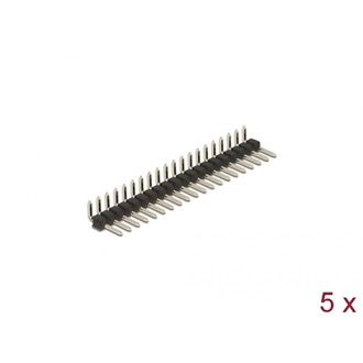 Delock Tűfejléc 20 tűs, 2,54 mm-es osztással, 1 soros, szögletes, 5 db.