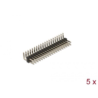 Delock Tűfejléc 20 tűs, 2,54 mm-es osztással, 2 soros, szögletes, 5 db.