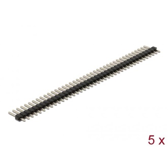 Delock Tűfejléc 40 tűs, 2,54 mm-es osztással, 1 soros, egyenes, 5 db.